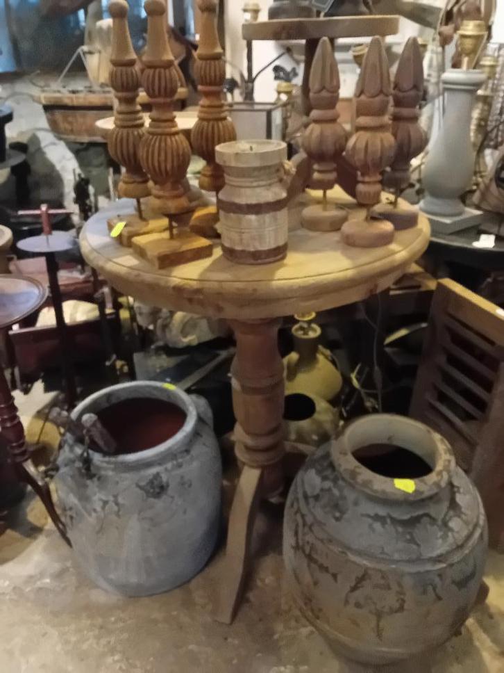 Nu - 20% !  Wijntafel oud teakhout of elmhout ea kleinmeubel, Huis en Inrichting, Tafels | Bijzettafels, Rechthoekig, 60 cm of meer