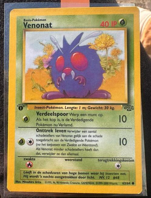 Venonat #63 Pokemon Jungle NEDERLANDS   1st ED, Hobby en Vrije tijd, Verzamelkaartspellen | Pokémon, Zo goed als nieuw, Losse kaart