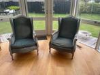 Twee lichtblauwe Barok (Louis XV) fauteuils, Ophalen, Hout, Gebruikt, 75 tot 100 cm