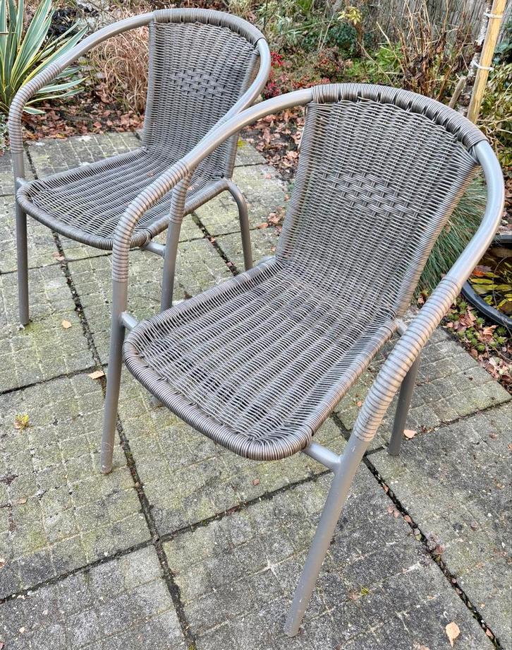 2 Bistro Stoelen - Tuinmeubilair, Tuin en Terras, Tuinstoelen, Gebruikt, Kunststof, Ophalen of Verzenden