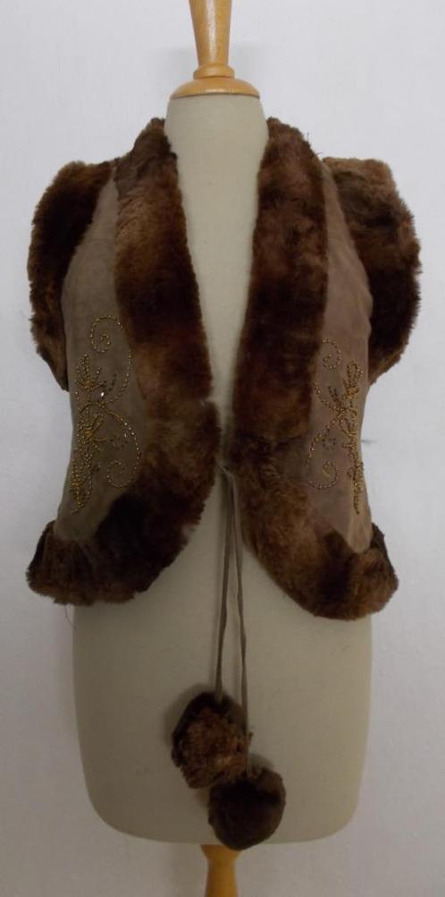 Afghaans fake fur stoer bewerkt gilet van Ashalak Ibiza! M, Kleding | Dames, Truien en Vesten, Zo goed als nieuw, Maat 38/40 (M)