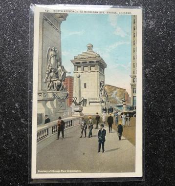 Oude ansichtkaart 1924 Chicago Michigan Avenue bridge beschikbaar voor biedingen
