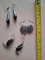 Set van 3 paar oorbellen, Sieraden, Tassen en Uiterlijk, Oorbellen, Overige materialen, Zwart, Ophalen of Verzenden, Met strass