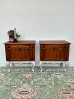 Prachtige set brocante nachtkasjes, Ophalen, Zo goed als nieuw, Hout, 70 cm of meer