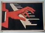 Oud Duits affiche van een rode hand met Piano Julius Klinger, Ophalen of Verzenden, A1 t/m A3, Muziek, Rechthoekig Staand