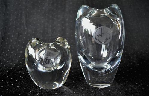 Floris Meydam, Leerdam glas – 2x glazen hartvaasje, ABC Vaas, Antiek en Kunst, Antiek | Vazen, Ophalen of Verzenden