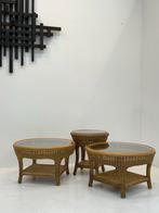 Rotan Salontafels - Set van 3, 50 tot 100 cm, 50 tot 75 cm, Rond, Zo goed als nieuw