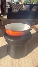 Brocante emaille oud oranje gevlamd teil, Antiek en Kunst, Ophalen of Verzenden
