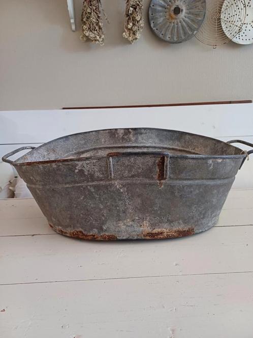 Oude zinken zaaibak, Antiek en Kunst, Curiosa en Brocante, Ophalen of Verzenden