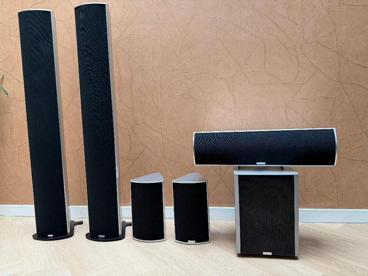 Piega surround set (5.1) – Zwitserse topkwaliteit, Audio, Tv en Foto, Luidsprekers, Zo goed als nieuw, Complete surroundset, 120 watt of meer