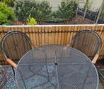 Tuintafel rond 105cm + 3 tuinstoelen, Tuin en Terras, Ophalen, Gebruikt, Rond, Aluminium