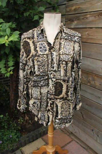 Blouse zwart/ creme Haus Couture Vintage mt L/XL Vaste prijs beschikbaar voor biedingen