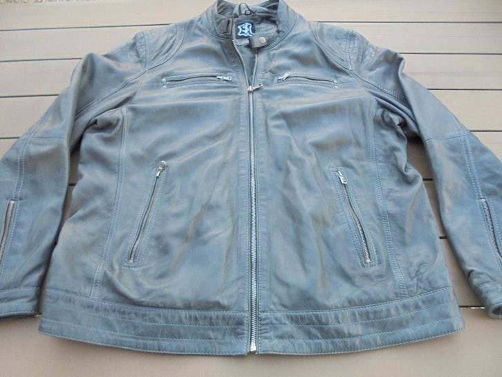 Grijze leren jas Sluis Leder, Kleding | Heren, Grote Maten, Gedragen, Jas of Mantel, Grijs, Ophalen of Verzenden