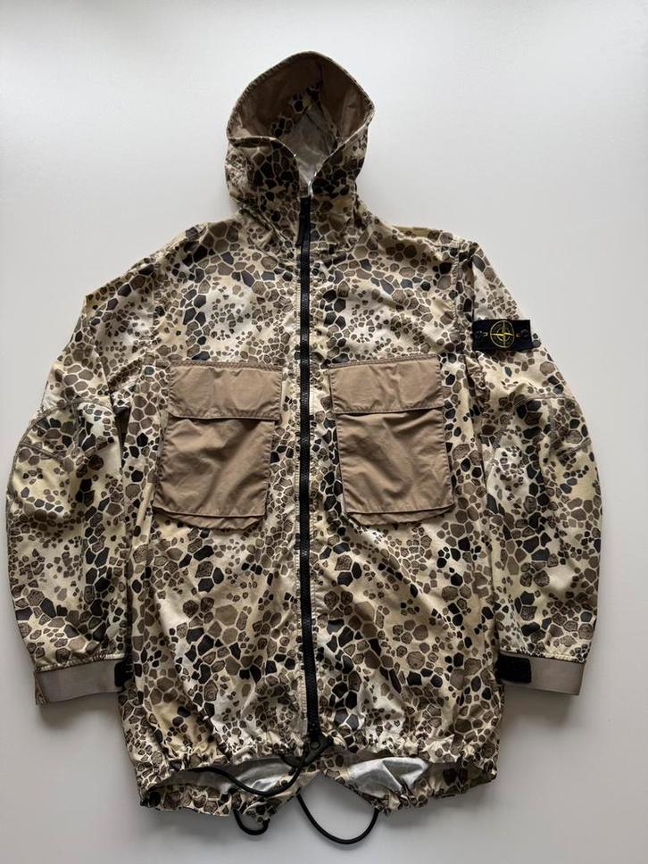 Stone island aligator camo parka jacket L, Kleding | Dames, Jassen | Zomer, Gedragen, Maat 42/44 (L), Beige, Ophalen of Verzenden