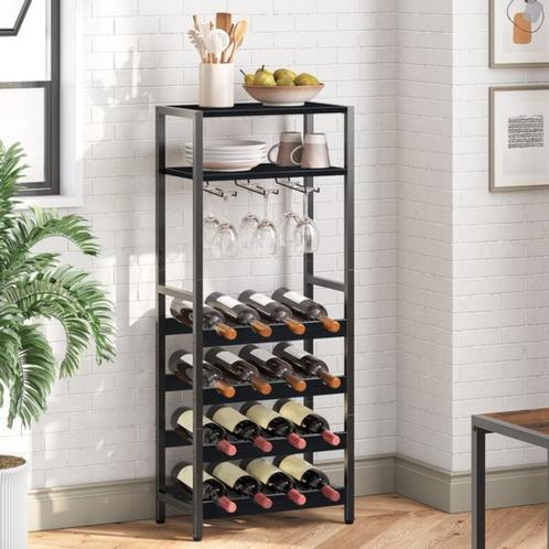 Wijnrek - Wijnkast - Fles 20 fles-Zwart - 50 x 24 x 100 cm, Huis en Inrichting, Woonaccessoires | Wijnrekken, Nieuw, Minder dan 50 cm