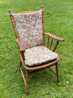 Antique wooden textile armchair, Ophalen of Verzenden