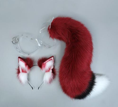 Rode Vossenstaart En Oren Furry Fursuit Fur Vos Staart Dier, Hobby en Vrije tijd, Kostuums, Theaterbenodigdheden en LARP, Nieuw