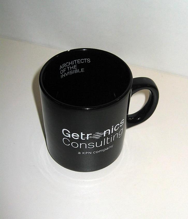 Mok / beker Getronics Consulting KPN - zwart, Verzamelen, Merken en Reclamevoorwerpen, Gebruikt, Gebruiksvoorwerp, Ophalen of Verzenden