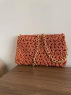 Gebreide papieren touw tas dames, Sieraden, Tassen en Uiterlijk, Tassen | Damestassen, Ophalen of Verzenden, Nieuw, Oranje, Shopper