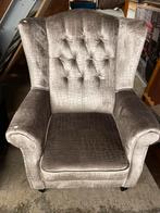 Nieuw! Zilver/grijs stoffen oorfauteuil, Ophalen, ., 75 tot 100 cm, Zo goed als nieuw