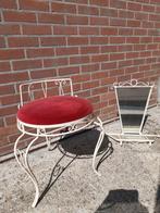 Gietijzeren boudoir krukje met bijpassende spiegel, Ophalen, Hout