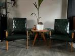 Set van 2 retro vintage groene fauteuils, Huis en Inrichting, Fauteuils, Ophalen, Minder dan 50 cm, Gebruikt, Minder dan 75 cm