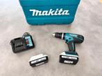 MAKITA 18V ACCU BOORMACHINE +KLOPSTAND HP457DWE Li-ion set, Ophalen of Verzenden, Zo goed als nieuw, Boor- en Schroefmachine, Variabele snelheid