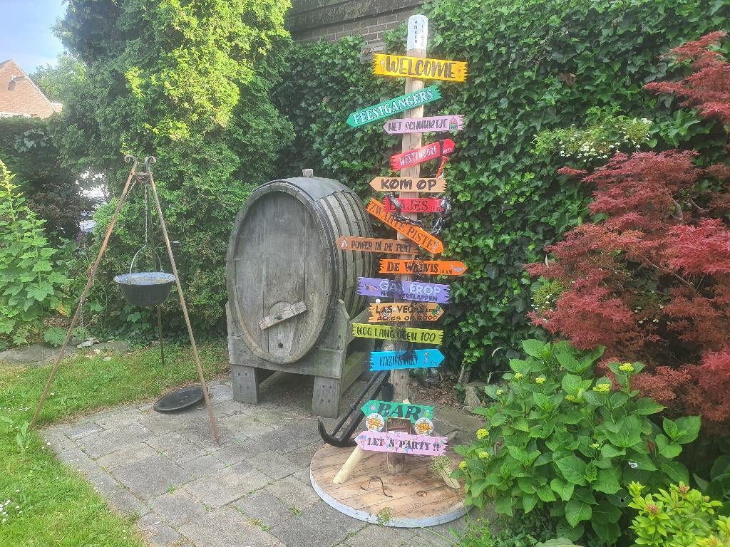Unieke Houten Wegwijzer Ibiza, Tiki Strand Gepersonaliseerd, Info@rwhoutidee.nl, Nieuw, Ophalen of Verzenden, RW Houtidee – Specialist in handgemaakte houten decoraties, gepersonaliseerde wegwijzers, trouwborden, feestdecoratie, tuinaccessoires en unieke maatwerk producten in Ibiza, boho en landelijke stijl voor elke gelegenheid binnen en buiten gebruik
