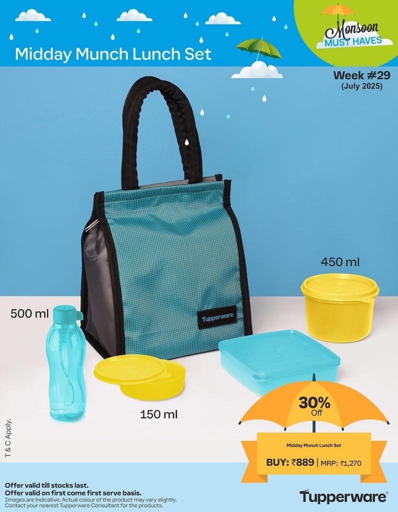 TUPPERWARE Midday Munch Lunch Set 5-delig met Thermo Tas, Huis en Inrichting, Keuken | Tupperware, Ophalen of Verzenden, Nieuw