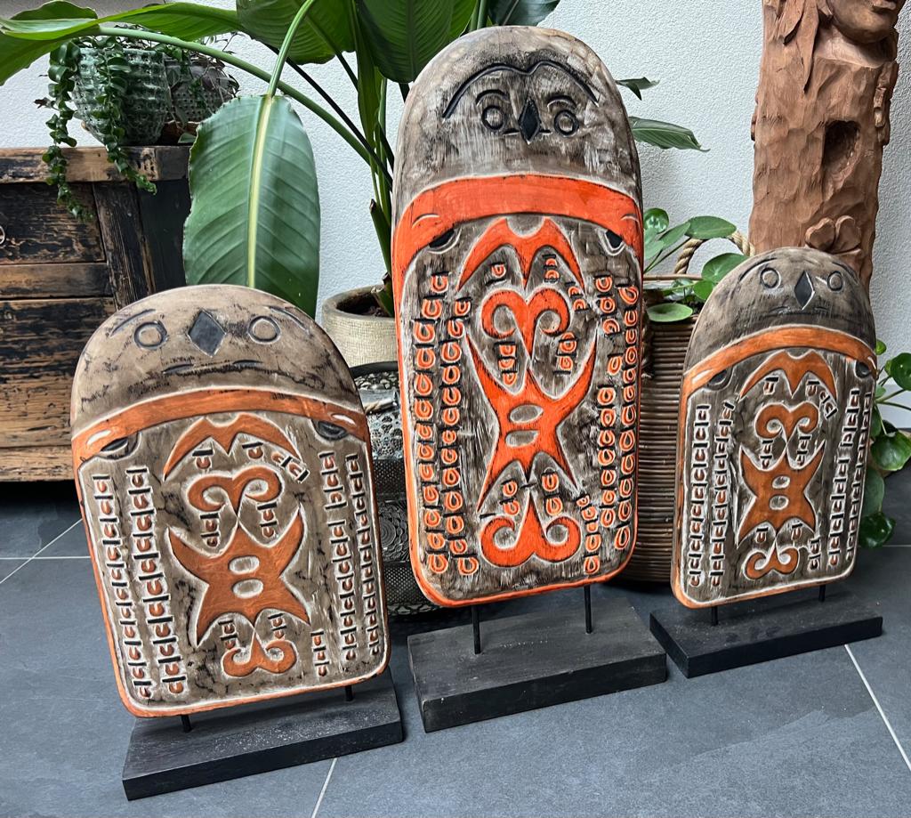 Tiki art houtsnijwerk paneel op standaard, Huis en Inrichting, Woonaccessoires | Overige, Nieuw, Ophalen of Verzenden