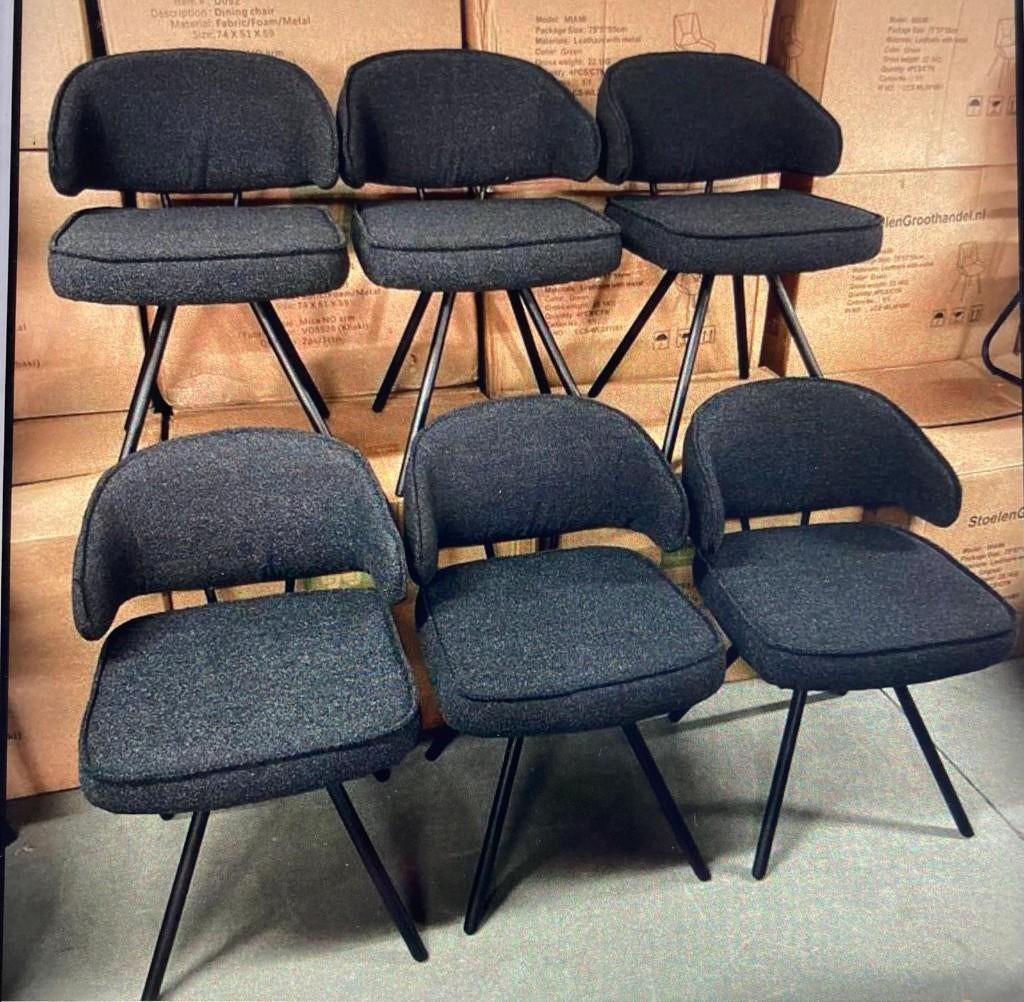 4 of 6 nieuwe design stoelen nu 75 euro p.st, Huis en Inrichting, Stoelen, Ophalen, Overige kleuren, Nieuw, Stof