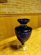 Kobalt blauw glazen vaasje.Boheems., Ophalen of Verzenden