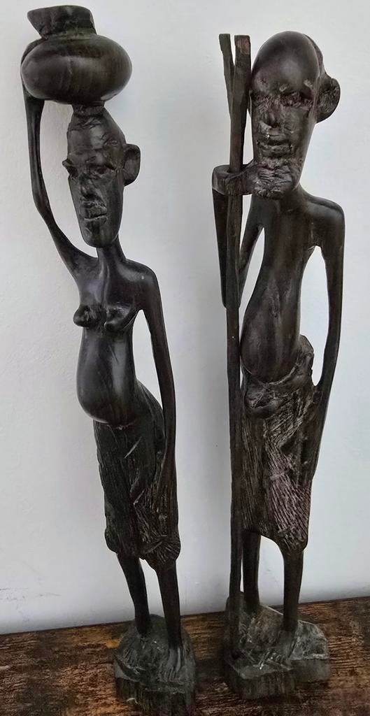 Afrikaanse houten beelden - Man en vrouw, Ophalen of Verzenden