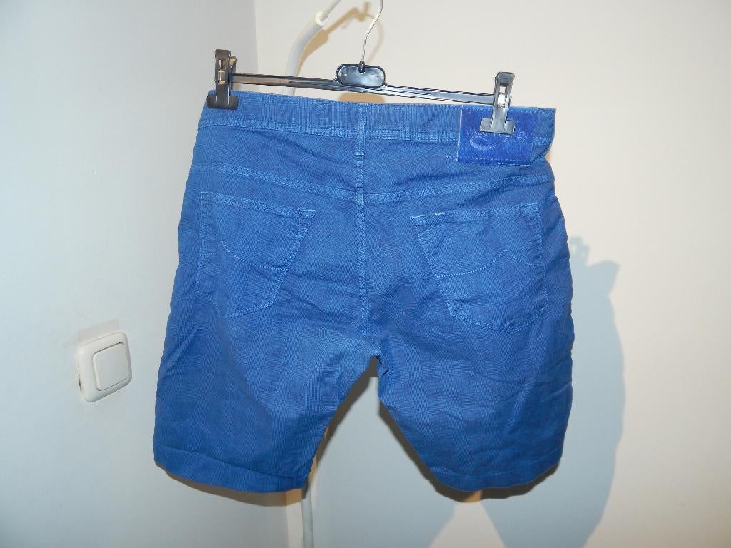 Jacob Cohen korte broek blauw heel fijn ruitje mt 33, Zo goed als nieuw, Jacob Cohen, W33 - W34 (confectie 48/50), Verzenden