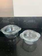 Vintage  glazen ovenschaal met deksel, Ophalen of Verzenden