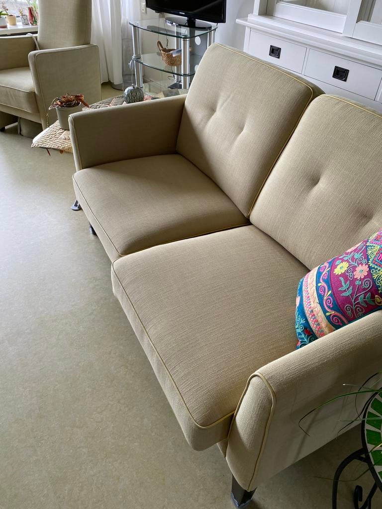 Prominent bankje en fauteuil, Ophalen of Verzenden, Zo goed als nieuw, 75 tot 100 cm