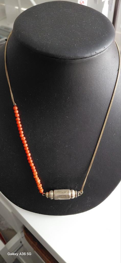 new design bloedkoraal 14 krt goud UNIEK!!, Verzenden, Goud, Ketting