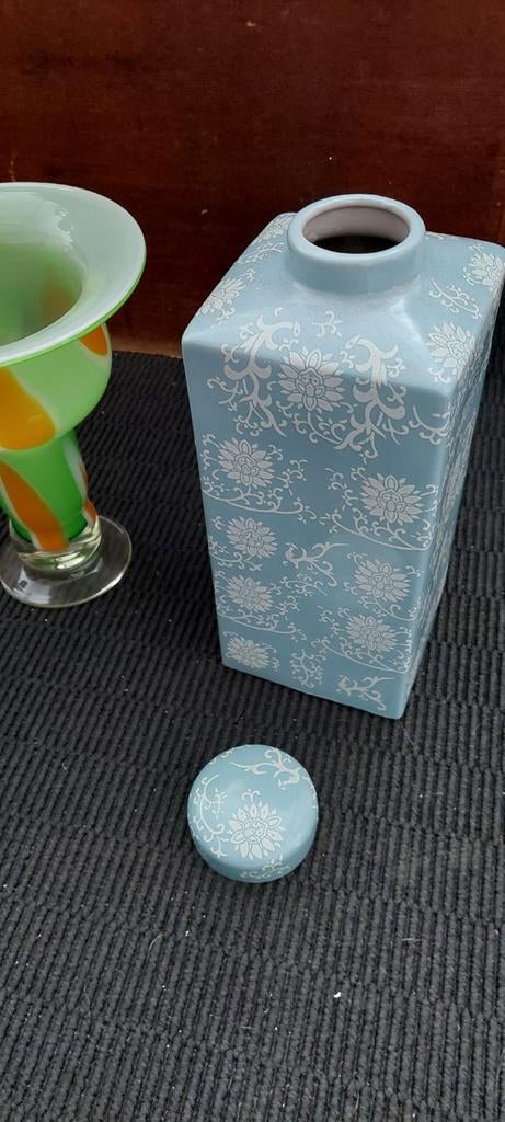 Grote vazen, Ophalen of Verzenden, Minder dan 50 cm, Groen, Glas