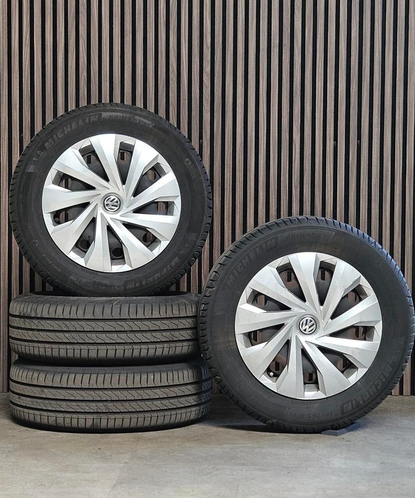 15" Orig Volkswagen Polo Velgen+Amerk Zomerbanden 5x100, Gebruikt, 15 inch, Banden en Velgen, 185 mm
