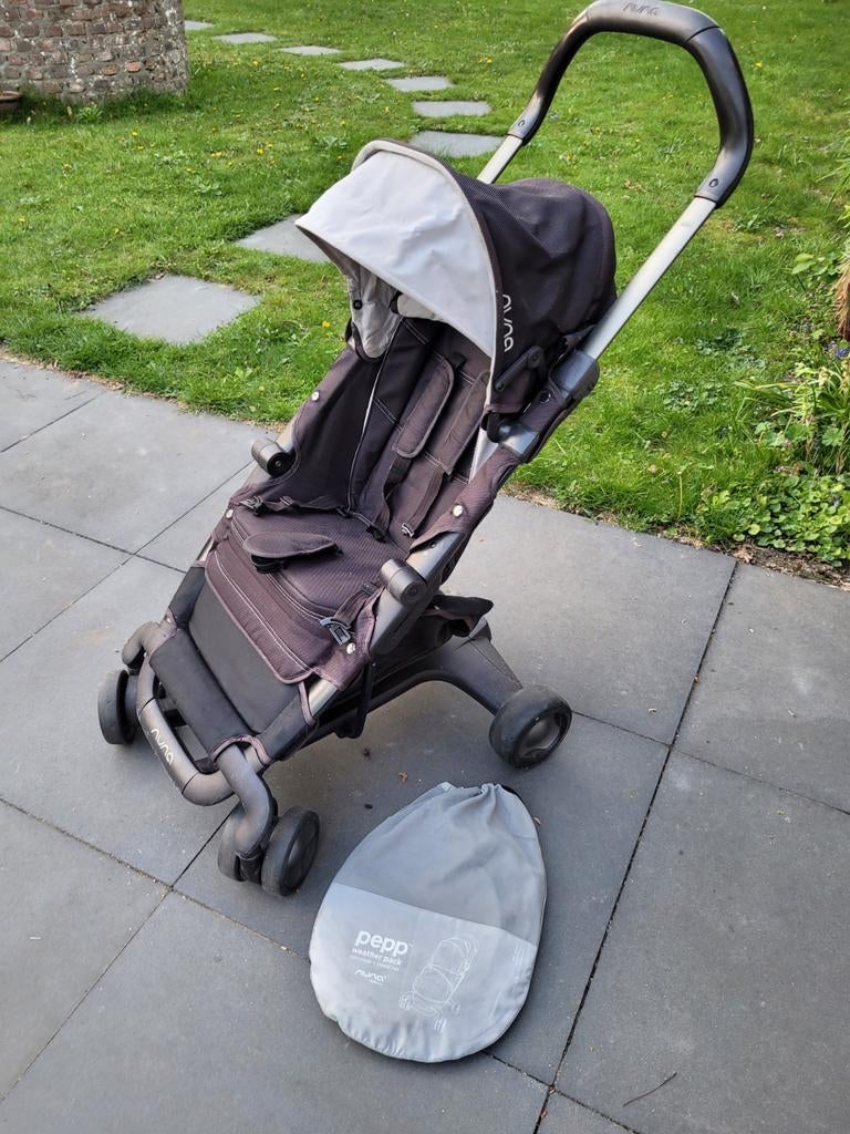 Zwarte Nuna Pepp buggy incl. insectennet en regenhoes, Kinderen en Baby's, Buggy's, Ophalen, Regenhoes