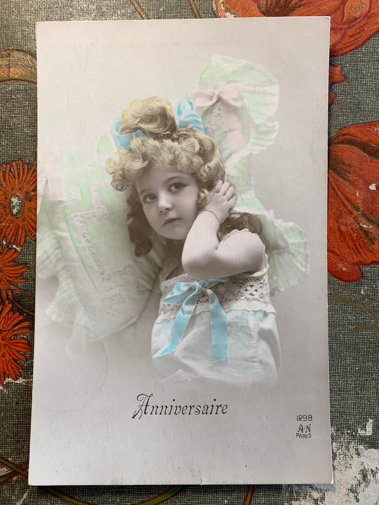1912 Anniversaire - meisje met lang haar (NN), Ophalen of Verzenden, Voor 1920, Gelopen, Kinderen
