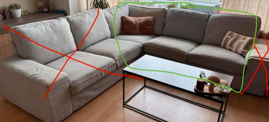 IKEA KIVIK Hoek element + 2-zits - hoes aan vervanging toe, Ophalen, Gebruikt, 100 tot 125 cm, Hoekbank