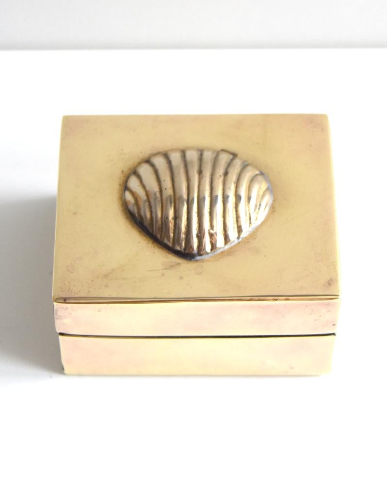 Prachtig vintage messing/ koperen schelpen doosje, Ophalen of Verzenden