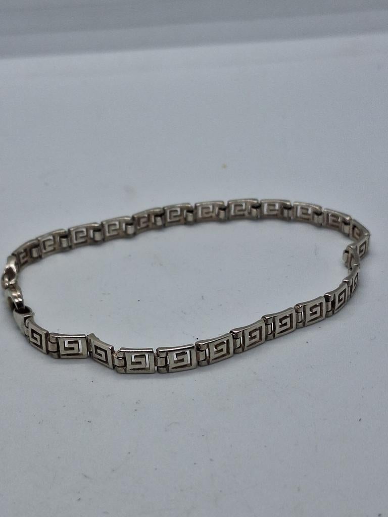 19 cm 835 Zilveren Griekse Schakelarmband, Ophalen of Verzenden, Gebruikt, Zilver, Zilver
