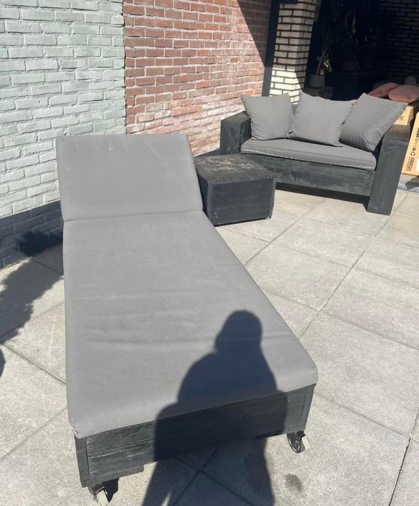 Ligbed bankje tafeltje steigerhout, Tuin en Terras, Ophalen, Gebruikt, Steigerhout
