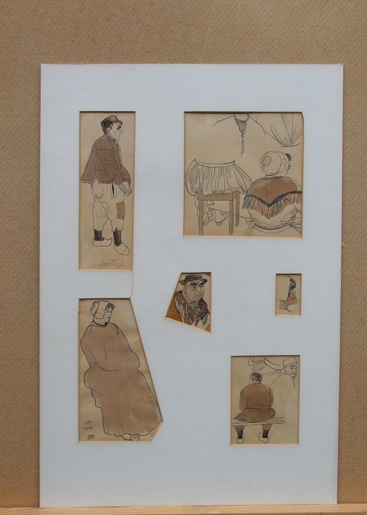 Collage van figuren in klederdrachten door Cees Bantzinger, Antiek en Kunst, Ophalen