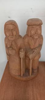 Heel mooi houten beeld houtsnijwerk 39 cm hoog oud stelletje, Ophalen of Verzenden