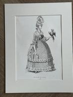 1852 Oud kostuum / Franse tekst - In leuke lijst UNIEK, Antiek en Kunst, Ophalen of Verzenden