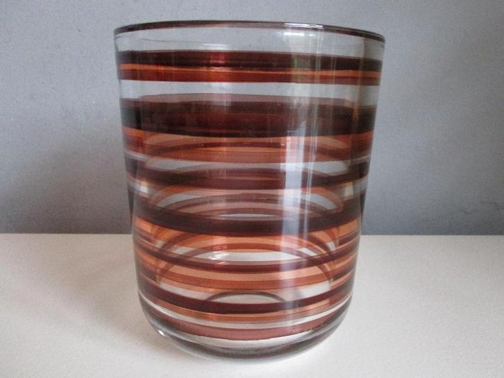 Vaas of waxine licht houder glas met gestreepte banen, Antiek en Kunst, Antiek | Glas en Kristal, Ophalen of Verzenden