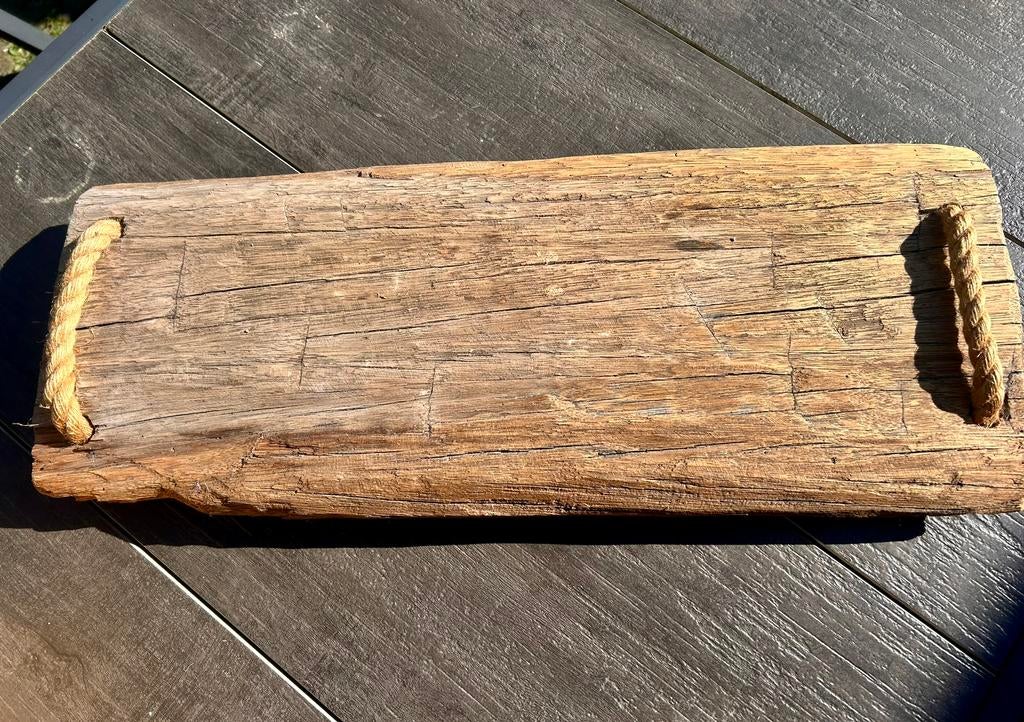 Prachtige robuuste borrelplank van oude meerpaal, Huis en Inrichting, Ophalen of Verzenden, Zo goed als nieuw, Hout, Overige stijlen